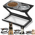 Elevated Dog Bowls, Adjustable Raised Dog Bowl Stand with 2 Stainless Steel Food Bowls 20°Tilted Water Bowls for Medium Small Sized Dogs (Black, Medium)