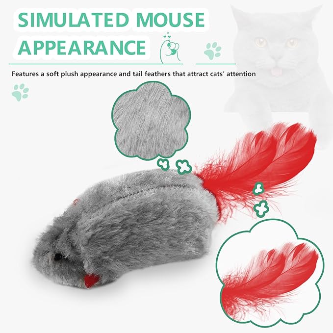 FYNIGO Self Play Cat Toys,2 Pack Door Hanging Cat Mouse Toy with Squeaky Sound,No Batteries Required,Interactive Cat Enrichment Toys for Bored Indoor Adult Cats,Cat Boredom Toys Mice with Feather Tail