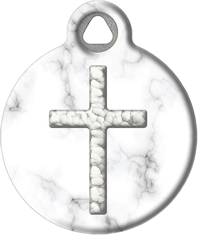 Dog Tag Art Religious Custom Pet ID Tag for Dogs and Cats, Personalized Dog Tag with Customized Identification Information (Cross Christian, Large (1.25" Diameter))