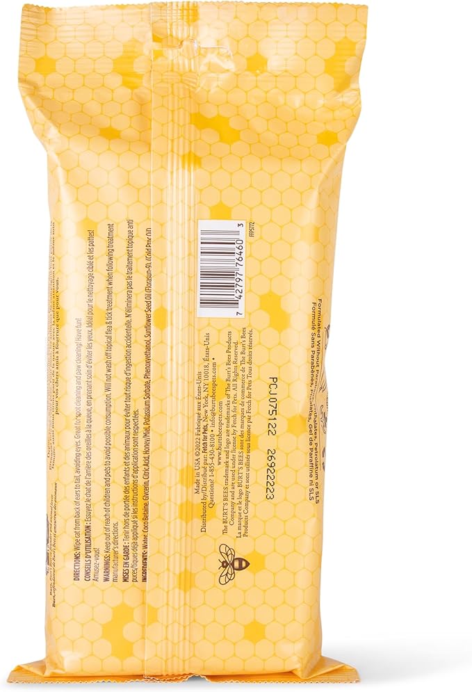Burt's Bees for Pets Anti-Hairball Wipes for Cats, Sunflower Oil and Wheat Germ Oil, 98% Natural Origin, Cruelty-Free Cat Hairball Remedy Wipes, pH Balanced, Made in the USA, 50 Count - 6 Pack