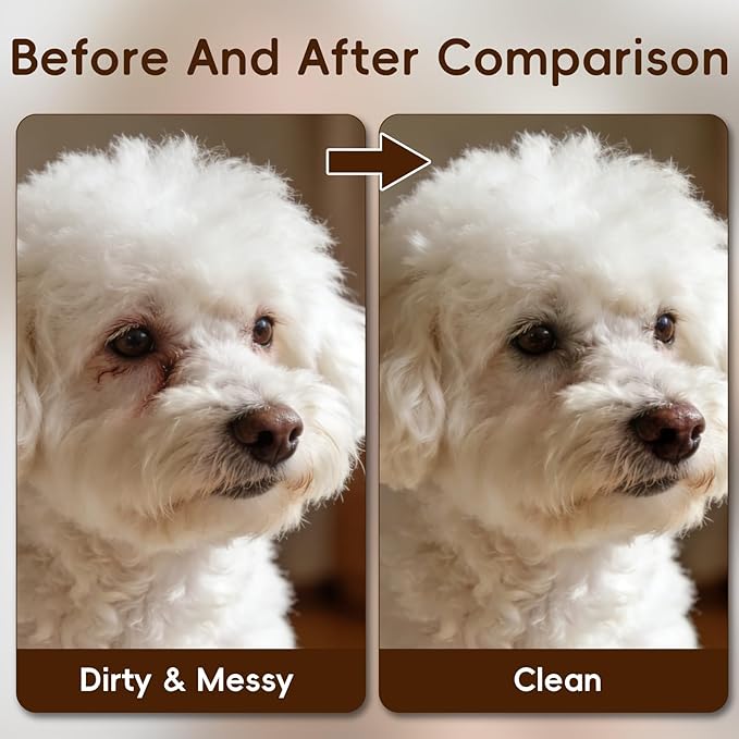 Pet Tear Stain Remover Balm with Brush, 3-in-1 Tear Stain Remover Kit, Gentle Facial, Eye Comb, Gentle Eye Care for Dogs Cats, Daily Facial Cleanser to Remove Stains, Safe Non-Irritating, 1 Oz