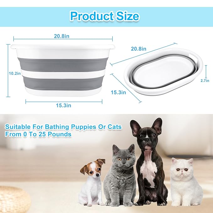 ddLUCK Multi-Functional Collapsible Pet Bathtub, Cat Bathtub Portable Indoor Outdoor Foldable Washing Tub Bathing Tub Small Pets Bathtub for Puppy Small Cats