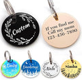 Stainless Steel Cat ID Tag Personalized Pet Tags with up to 4 Lines of Custom Text, Small Pet Mini Dog Cat Tag Lightweight, Engraved on Both Sides, Multiple Patterns Colors Size Options