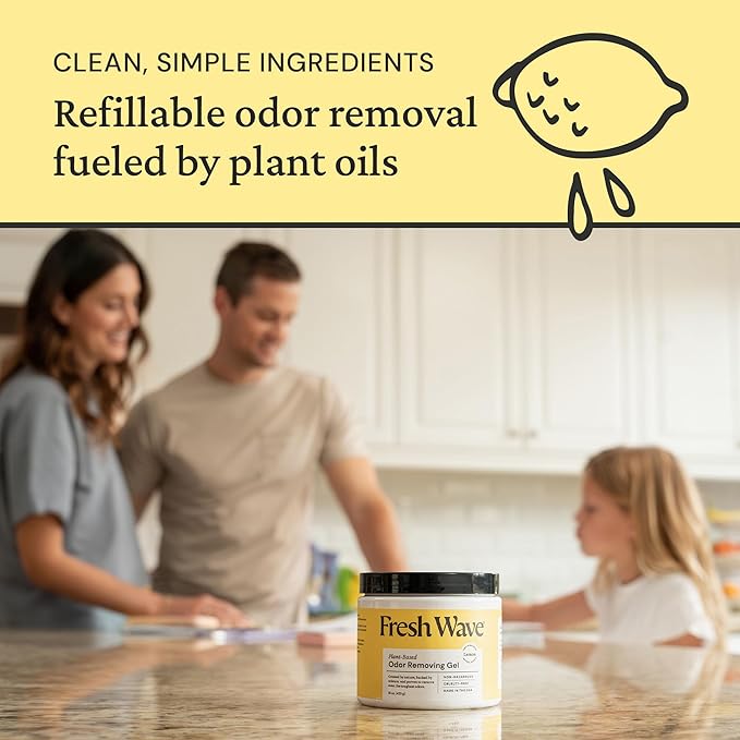 Fresh Wave Lemon Odor Removing Gel, 15 oz., Pack of 4 - Safer Odor Absorbers for Home, Natural Plant-Based Odor Eliminator, Every 15 oz. lasts 30-60 Days, For Cooking, Trash & Pets