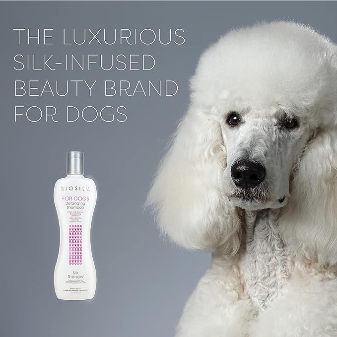 BioSilk for Dogs Silk Therapy Detangling Shampoo, Cleans and Moisturizes, Dematting Shampoo with Silk Proteins and Coconut Oil, No Parabens, pH Balanced, Made in USA, 12 Fl Oz