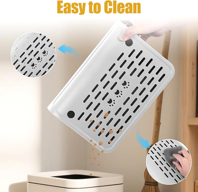 Cat Ramp for Litter Box Step, Plastic Automatic Litter Box Ramp Cat Steps Mat with Filter Function, Double Layered Self Cleaning Cats Stairs with Storage Space for Catcher (Grey)