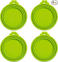 PINE & LINEN 4 Pcs Durable Pet Can Lids,One fit 3 Standard Size Silicone Waterproof Cat Food Cans Lids for 3oz/5.5oz/12.5oz/13.2oz Cat Food Cans（Green）