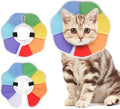 KOOLTAIL Cat Cone Collar, Adjustable Soft Comfortable Cat Recovery Collar to Stop Licking, Foldable Donut Water Resistant Pet Cone for Small Large Cats Kittens After Surgery Flower S