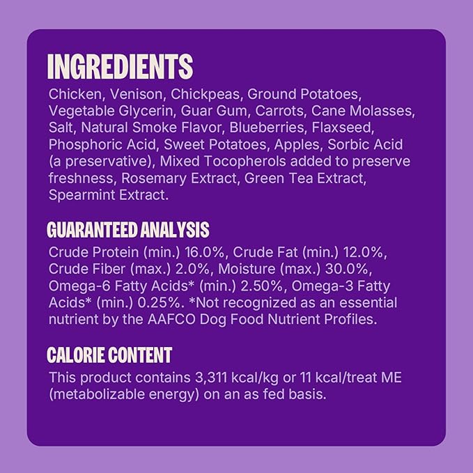 Wellness Rewarding Life Soft Dog Training Treats, Natural, Grain Free, Chicken and Venison Recipe, 6 oz Bag