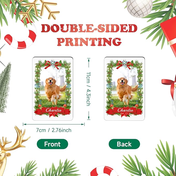 Personalized Christmas Ornament 2026 - Custom Dog Photo & Name, 1st Xmas Gift for Pet Lovers - Customized Dog Ornaments for Christmas Tree, Pet Memorial Gifts