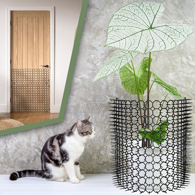 16 x 13 inch Scat Mat for Cat, 8 Pack Cat Deterrent Mat with Spikes for Indoor & Outdoor Use, Humane Pet Repellent to Keep Animal and Dog Away from Furniture, Plants and Yard