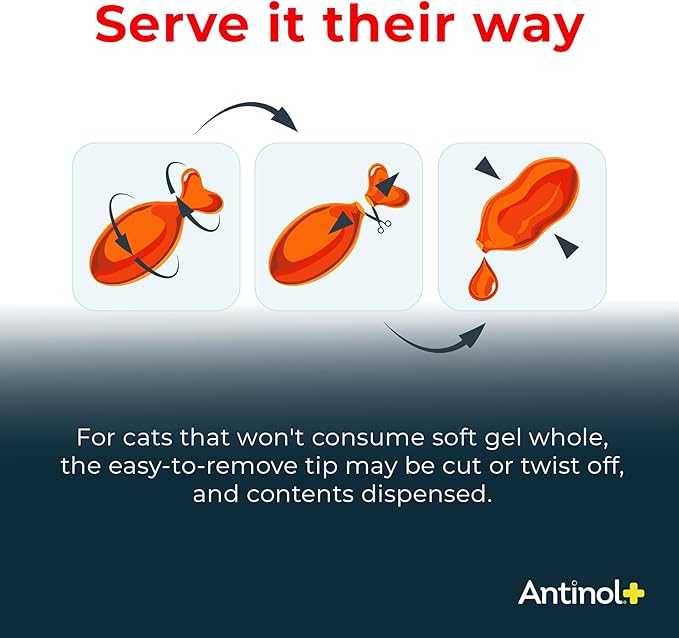 Antinol Plus, Mobility, Hip, and Joint Supplement for Cats, Green-Lipped Mussels and Krill Oil - Cat Joint Supplement, 30 Soft Gels