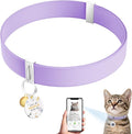 Cat Collar with QR Code Name Tag, Stretch Elastic Quick Release, Cat ID Tag Personalized, Ultra-Durable, Non Breakaway Lightweight Kitten Collar Fits Most Girl Boy Small Large Cats (Purple)