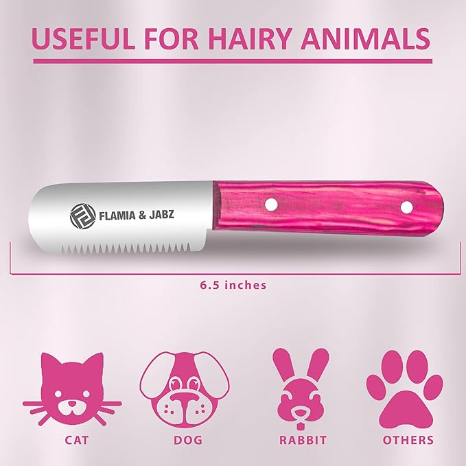 FJ Professional Stripping Knife, Right handed, 3 inch blade (Stainless Steel) (Coarse, Pink)
