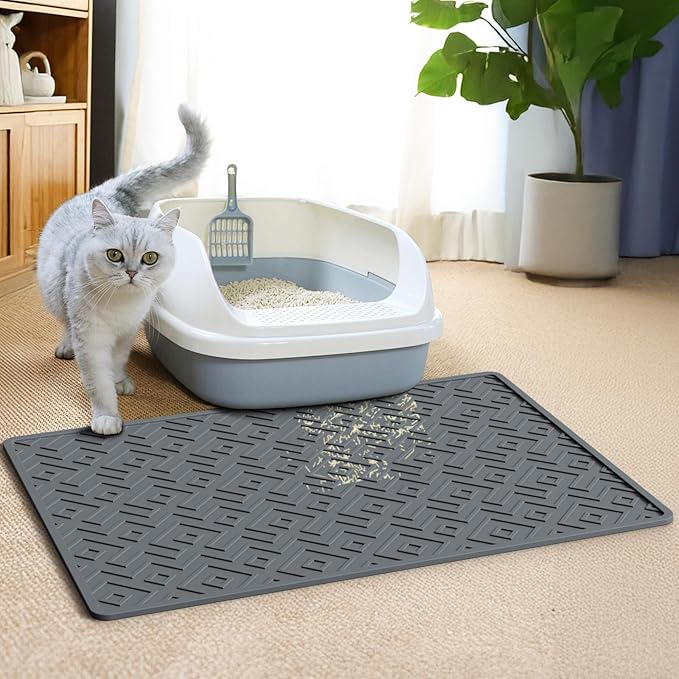 Cat Litter Mat 28"x20" – Large Silicone Litter Trapping Mat, Waterproof, Non-Slip, Easy to Clean, Soft & Durable Floor Mat for Cats & Pets
