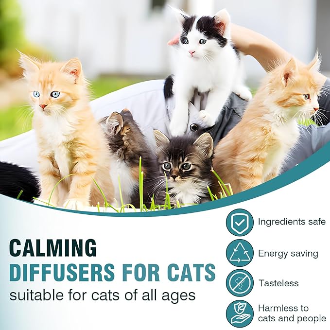 Cat Calming Diffuser 8 in 1 Multicat Pheromone Diffuser Pheromones to Calm Stress and Anxiety Relief Products Plug in Refill Anti Aggression for Cats Spraying No More Stop Cat from Urinating, Blue