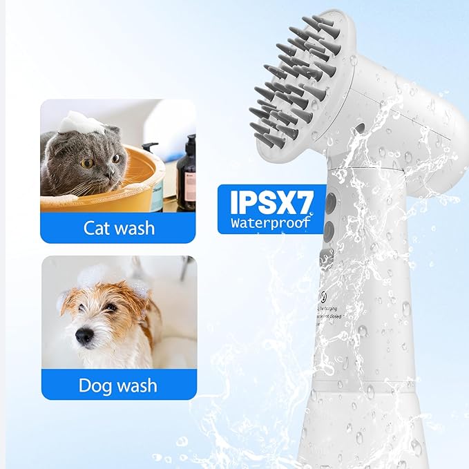 Electric Rotating Massage Dog Shampoo Dispenser with Foam Brush | Rechargeable Pet Bath Tool for Short/Long Hair Grooming & Bathing
