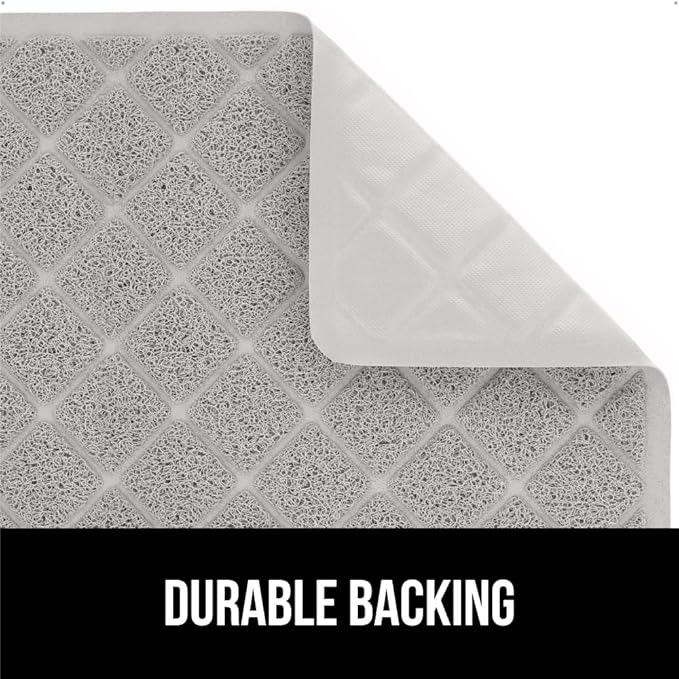 GORILLA GRIP Cat Litter Box Mat, 47x35, Water Resistant, US Designed Kitty Litter Trapping Mats, Easy to Clean, Scatter Control, Less Mess and Clean Floors, Kitten Supplies for Indoor Cats, Light Gray