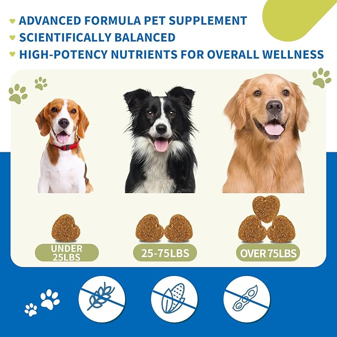 Dog Multivitamin Soft Chews – Glucosamine, Chondroitin, Probiotics & Omega-3 for Joint, Skin & Coat, Heart, Digestive & Immune Support – Chicken Flavor, 120 Soft Chews, ZOAPETAL