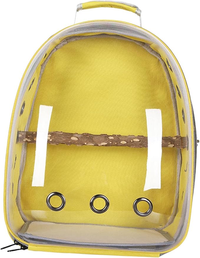 Gralara Bird Backpack Carrier for Parrots with Window for Small and Medium Birds, Yellow