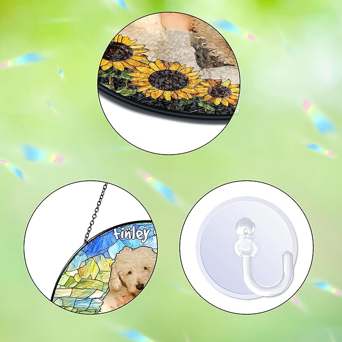 Custom Dog Portrait Art Suncatcher Stained Glass Remembrance Gift Indoor Decor Window Hanging Dog Cat Bereavement Keepsake Loss of Pet