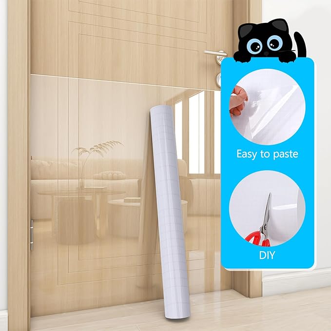 Anti Cat Scratch Furniture Protector, Single-Sided Sticky Couch Protector for Cats Claws, Cat Protection for Furniture, Walls, Doors with 50 Twist Pins(11.8" x 136")
