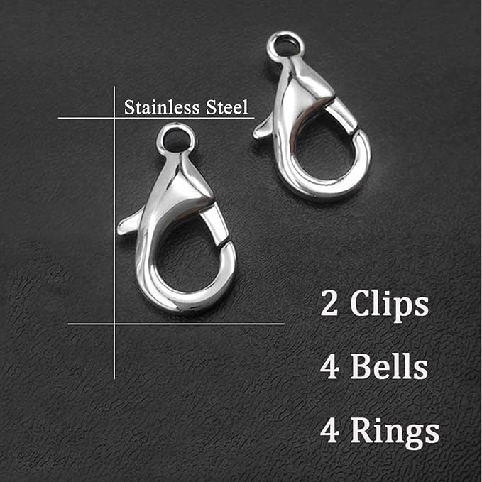 4 Sets Cat Bell for Dog Collar Charm Training Pet Pendant Accessories with 2 Pack Stainless Steel Dog Tag Clips(2 X-Small Pink)