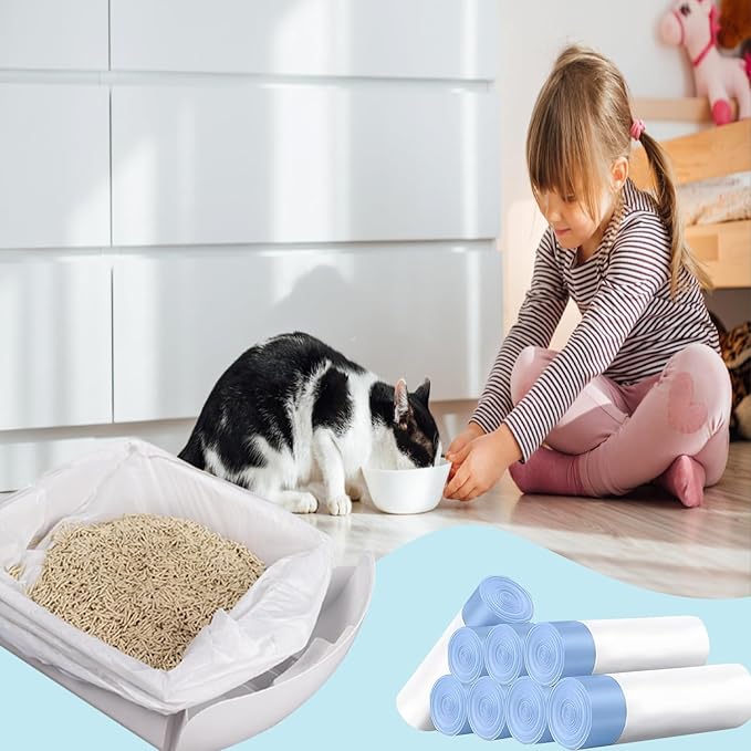 160 Pack Cat Litter Bags, 25 x16 inch Heavy Duty Self-Cleaning Litter Box Liners, Compatible with Litter Box Robot 3 & 4,Extra Thick Waste Drawer Liners (10-12 Gallons)