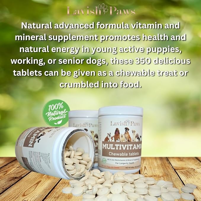 All in One Multivitamin for Dogs - All Natural, Salmon Flavored, 350 Tablets