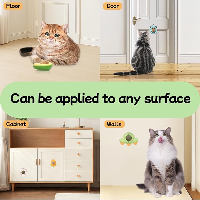 Goosheep Catnip Roller Ball Catnips Wall Ball 5 Piece (3 Nips,2 Worm Galls) with 2 Replacement Cat nip Balls As Present