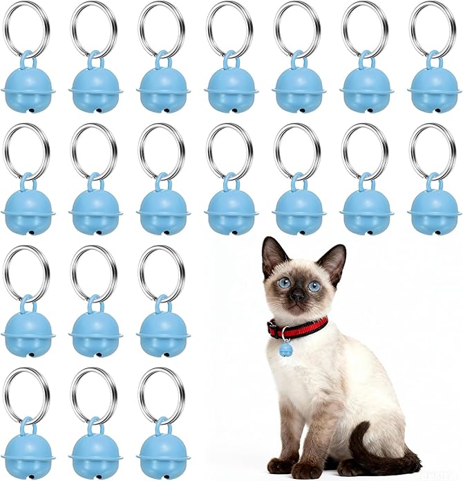 Cat Bells, Small Pet Copper Bells Collars Charm with Key Rings Loud Crisp Sound Anti-Lost Pendant Accessories