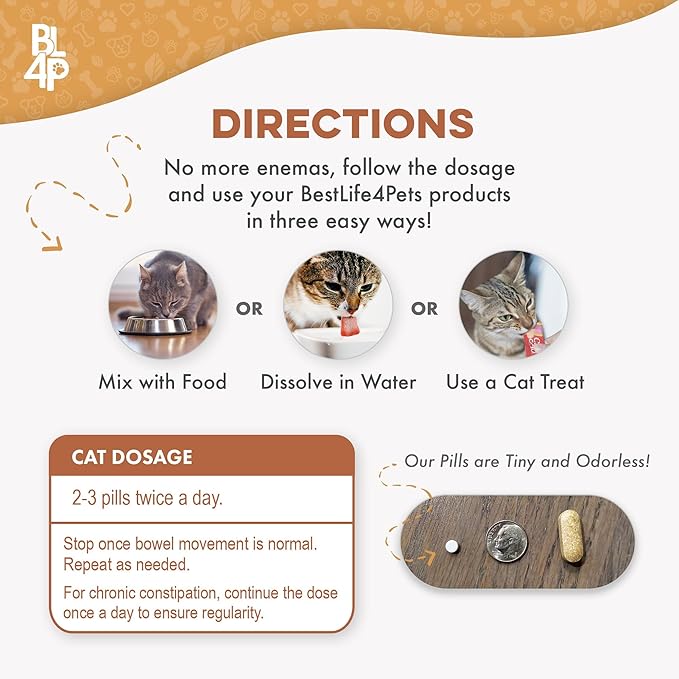 Cat Laxative Constipation Relief for Cats, Natural Stool Softener Support, Odorless Pills for Cat Constipation Relief, Promotes Regular Bowel Movement & Digestive Comfort, Easy Dosing (400 Pills)