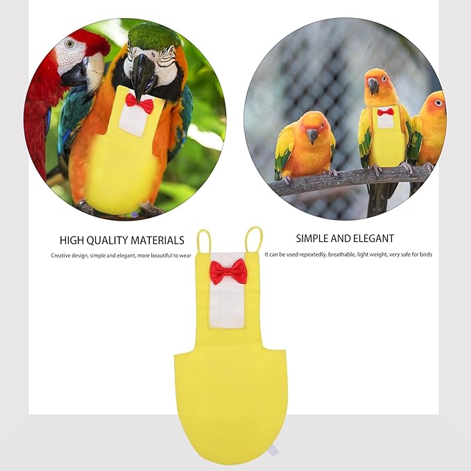 KALLORY Parrot Diaper Bird Flying Suit Breathable Cotton Pet Bird Diaper for Parrots Size L Yellow and Training