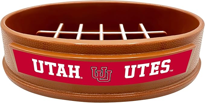 NCAA Super-Bowl - Utah Utes Slow Feeder Dog Bowl. Football Design Slow Feeding Cat Bowl for Healthy Digestion. Non-Slip Pet Bowl for Large & Small Dogs & Cats