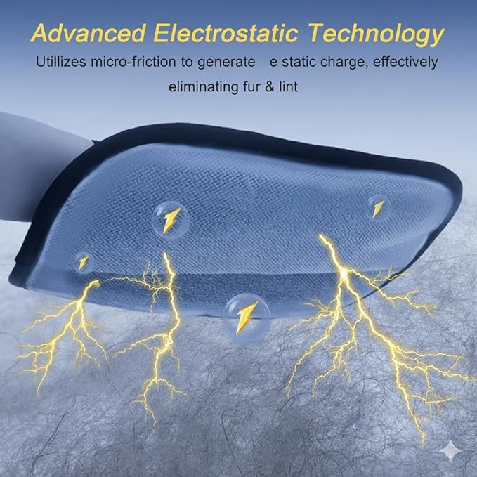 Electrostatic Pet Hair Remover Glove | Reusable & Washable Magic Brush Pet Hair Remover Glove Mitt for Dogs & Cats, Quick Wiping Fur Magic Oet Hair Remover for Clothing, Couch, Bed, Carpet, Car Seat