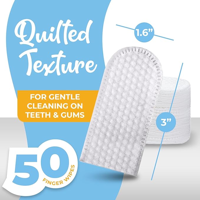 Dog Teeth Cleaning Finger Wipes - Easy Cats & Dogs Dental Care Toothbrush and Tooth Brushing Kit, Freshen Bad Breath, Reduces Plaque - 50 Count