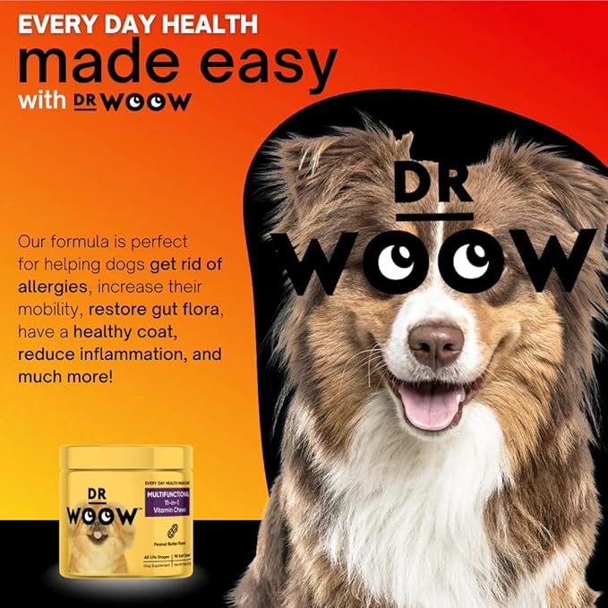 Multivitamin Supplements for Dogs Soft Chews (90 CT) – 11-in-1 Daily Wellness + Immune & Gut Support – Glucosamine + Probiotics – Made in USA