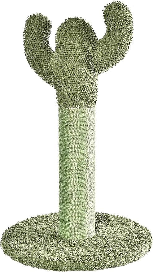 Amazon Basics Cat Scratcher - Indoor Cactus Single Cat & Kittens Scratching Post with Dangling Ball, Medium (25.6" H) - Green