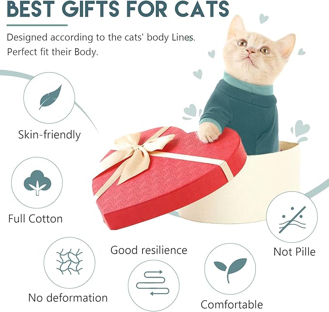 Cat Pajamas for Cats Only, Sticky Hair Cat Clothes, Sphynx Hairless Cats Sweater, Cat Onesie for Cats After Surgery Female Male, Prevent Lost Hair Kitten Onesie Shirts Costumes Outfits for Pet