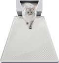 Cat Litter Box Mat - L Large Size 34 x 22 in, Water Proof, Kitty Litter Trapping Mat, Easy to Clean, Scatter Control, Odorless, Pet Supplies for Indoor Cats, Beige Gray