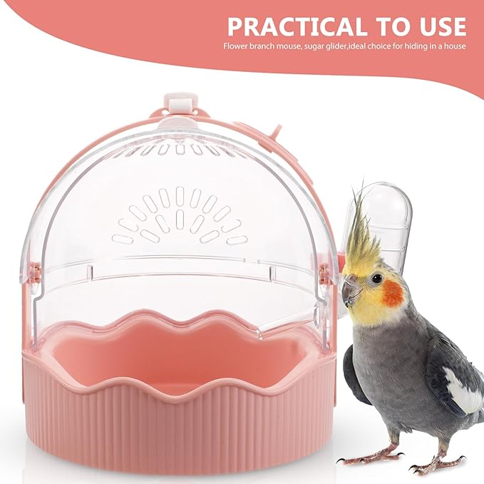 KALLORY Portable Parrot Travel Cage Lightweight Plastic Bird Carrier with Large Ventilated Space for Outdoor Use Small Parakeets Conures Bird Travel Carrier