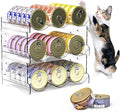 Cat Food Can Organizer, 3-Tier Cat Food Organizer, Transparent Can Organizer for Pantry, Canned Food Organizer Holds 45 (3oz) Cans, Pantry can Organizer