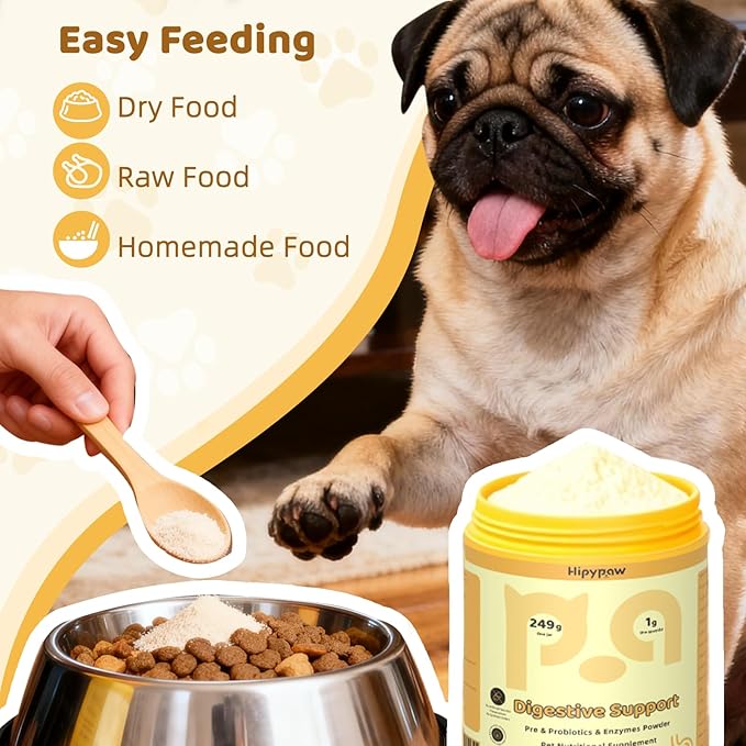 Digestive Probiotics for Dog: Digestive Enzymes Plus Probiotics & Prebiotics Promote Digestion and Regulate Gut Microbiota Balance for Cats and Dogs - 8.7oz Powder