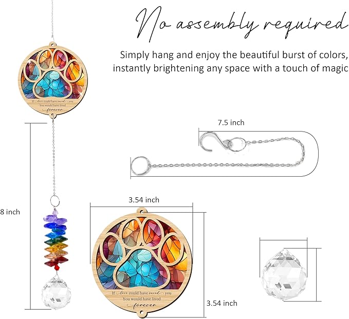 2 Layered Ornament Suncatcher - Pet Memorial Suncatcher - Dogs Sympathy Hanging Ornament - Paw Ornament for Loss of Pet - Mother's Day Father's Day Birthday Gifts for Dog Lover
