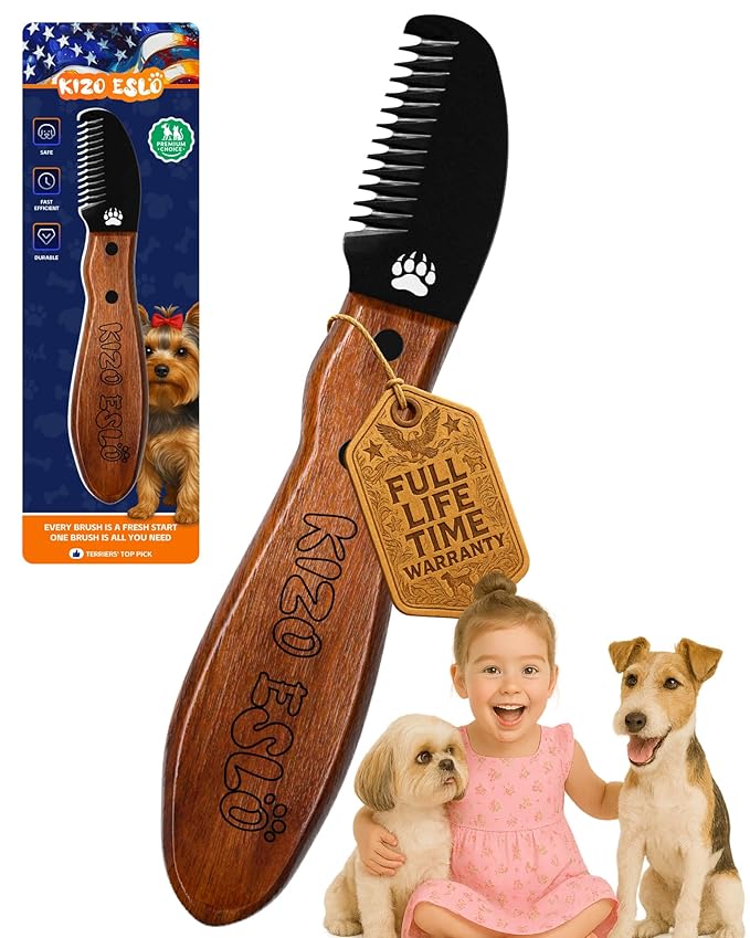 Stripping Knife for Dogs – Gentle Hand Stripping & Carding Knife for Terriers & Double-Coated Breeds, Solid Sapele Hardwood & Black Oxide Stainless Steel,Easy to Clean,Dog Grooming Tool(Right-Handed)