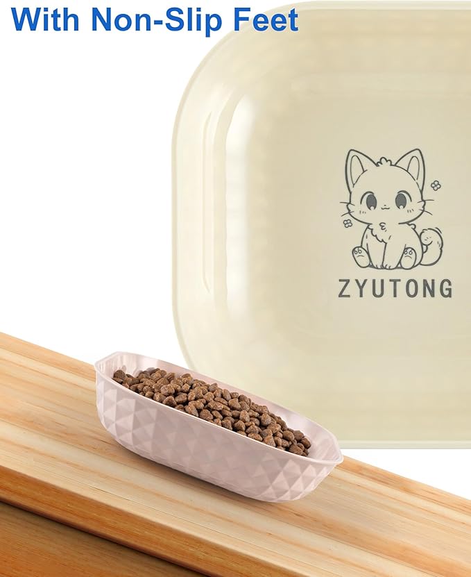 6-Pack Cat Food Bowls, Whisker Fatigue Cat Dishes for Food, Cute Kitten Bowl with Non-Slip Feet, 5.5" Flat Kitten Bowls for Wet Food, Small Plates for Indoor Cats