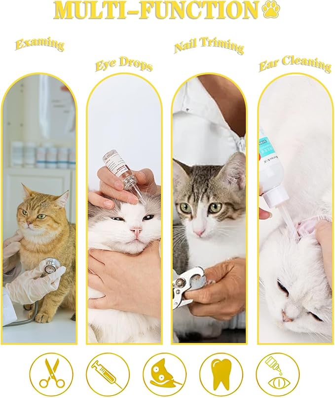 Cat Bathing Bag & Nail Clipper for Bathing Set, Cat Shower Bag Anti Scratch or Bite Breathable Adjustable Mesh Grooming Washing Bag, Includes Pet Nail Clipper & File for Cats Washing