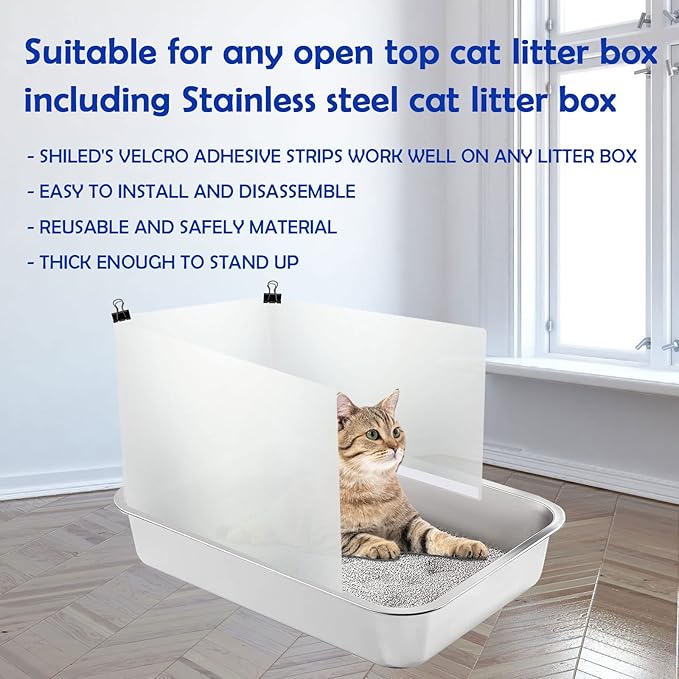 6 Pcs Cat Litter Box Pee Shields, Easy Clean Anti-Splashing Flexible High Side Litter Pan Cat Pee Shields- Litter Box Not Included