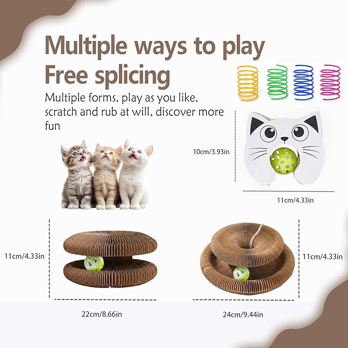 Kitty Cat Toys, Magic Organ Cat Toy,Foldable & Reversible Infinity Style Cat Scratching Board Toy by Recycled Cardboard for Indoor Cats Flip with Fun, 1 Pack