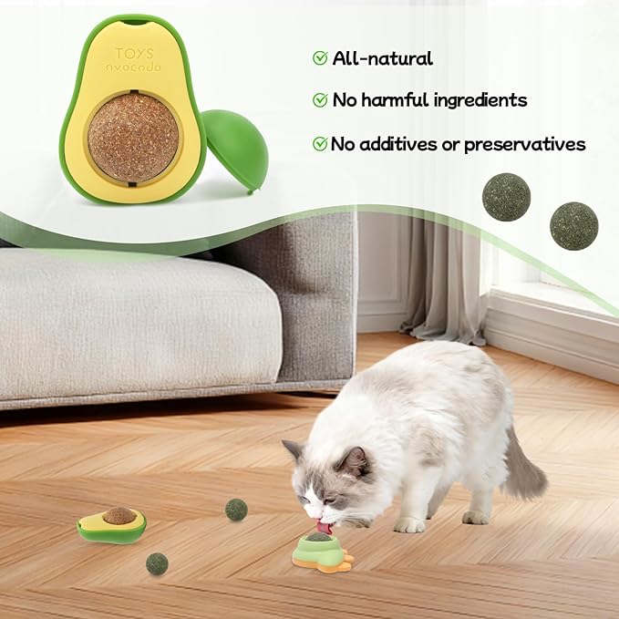 Goosheep Catnip Roller Ball Catnips Wall Ball 5 Piece (3 Nips,2 Worm Galls) with 2 Replacement Cat nip Balls As Present